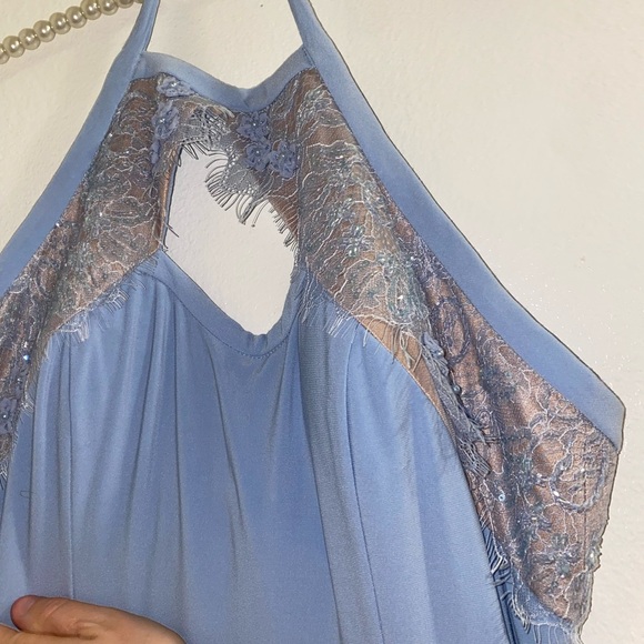 Sherri Hill size 8 light blue lace maxi dress - Picture 5 of 7